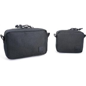 diodrio 2 Pack Belt Zipper Pouches for Men Women YKK Zippers, EDC Tactical Pouch for Belt, Admin Pouch, Waist Pack for Hiking Traveling, Water Proof, Black