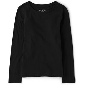 The Children's Place Girls' Long Sleeve Basic Layering T-Shirt, Black
