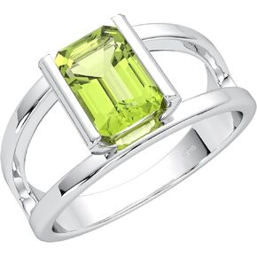 TISHAVI Natural Gemstone Rings For Women Sterling Silver, Solitaire Rings For Women Sterling Silver, Sterling Silver Split Shank Ring, Octagon Stone Rings For Women