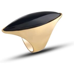 Exaggerated Clear Quartz Ring,Big 14K Gold Plated Cocktail Party Gemstone Ring,Large Eye Shape Stone Chunky Dome Statement Ring Jewelry Gift for Women
