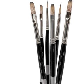 Trekell Legion Bristle Acrylic Paint Brush Set - Assorted Professional Paint Brushes for Oil Paint and Gouache - 10" Brush Handles, 6 Piece Set in Saudi Arabia