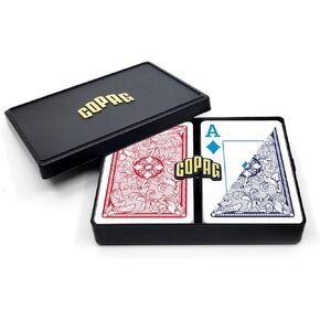 Copag 4-Color Legacy Design 100% Plastic Playing Cards, Bridge Size (Narrow) Jumbo Index Red/Blue Double Deck Set…
