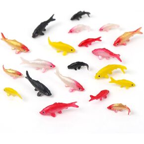 20 Pcs Miniature Koi Fish Plastic Animals Tiny Goldfish Ornament Supplies for Fish Tank DIY Decorations Gifts