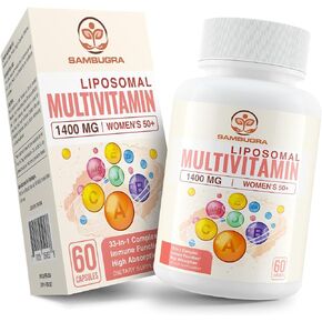 Liposomal Multivitamin for Women 50+ - Women Daily Multivitamin with 32 Ingredients, CoQ10, Vitamins C, B, D, E for Cardiovascular & Bone Health Support - 32-in-1 Multivitamin (60 Capsules)