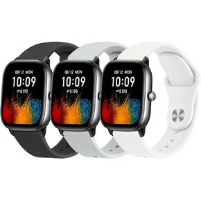 Bands Compatible with Amazfit GTS 4 / GTS 4 Mini / GTS 3 / GTS 2 / GTS 2e / GTS 2 mini / GTS, 3 PACK 20mm Quick Release Soft Silicone Sport Replacement Watch Strap for Amazfit Bip 3 / Bip 3 Pro / Bip U Pro / Bip / Bip Lite / Bip S / Bip S lite / Bip U Sma