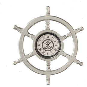 Melody Jane Dolls Houses Dollhouse Ship Helm Wheel Wall Clock Miniature 1:12 Nautical Accessory Metal
