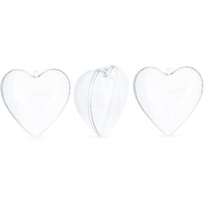 Set of 3 Clear Plastic Heart Ornaments 3.05 Inches