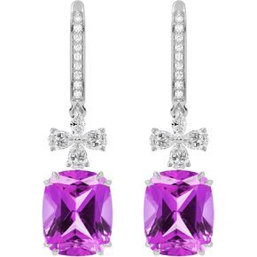 Sterling Silver and Gold Genuine Gemstone Dangle Earrings | Stunning 11x9mm Cushion Gemstone Earrings | for Women and Girls | Hypoallergenic | Lightweight Earrings | Garnet | Citrine | Pink Amethyst | Zircon Earrings