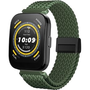 Braided Watch Bands Compatible with 22mm Amazfit Bip 5 / Cheetah Pro/Balance/GTR 4 / GTR 3 / GTR 3 Pro/GTR 2 / GTR 2e, Loop Magnetic Stretchy Nylon Elastic Fabric Strap for Women Men