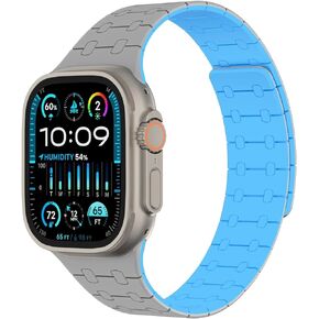 AMAZINGthing Silicone Magnetic Watch Band Compatible with Apple Watch Band 49mm 45mm 44mm 42mm, Waterproof Sport Watch Strap for iWatch Ultra SE Series 9 8 7 6, Watchband for Women Men