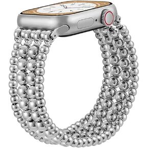 Beaded Bracelet Compatible for Apple Watch Band 38mm 40mm 41mm 42mm 44mm 45mm Women,Fashion Handmade Elastic Stretch Strap for iWatch Series SE 9 8 7 6 5 4 3 2 1