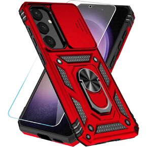 SunStory for Samsung Galaxy S24 Plus Case with HD Screen Protector & Kickstand & Slide Camera Cover,[Not for S24 or S24 Ultra] [ Military-Grade ] for (Galaxy S24 Plus 6.7", Red)