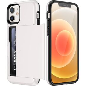 JETech Wallet Case for iPhone 12/12 Pro 6.1-Inch with Card Holder, Dual Layer Shockproof Protective Phone Cover, Sliding Hidden Slot (Black)