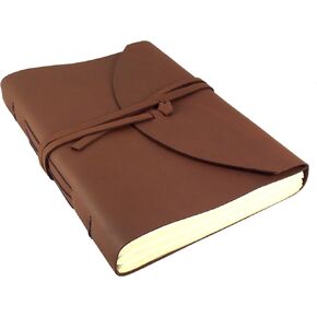 Large Genuine Leather Legacy Journal/Sketchbook with Gift Box - 380 Pages - 9" x 12" - Rich Dark Brown