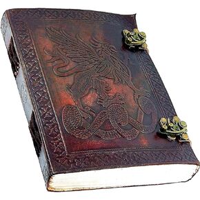 MONTEXOO Vintage Leather Journal Sketch Book - Genuine Large Leather Bound Notepad for Men & Women Notebook 200 Pages, Handmade, 6 x 8 inch brown