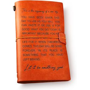 Inspirational This is the Beginning of a New Day Quotes Leather Journal Notebook for Women Men Motivational Travel Writing Journal Gift for Birthday Graduation Christmas