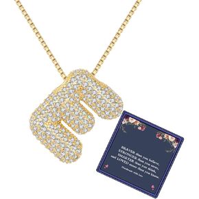 قلادة على شكل حرف فقاعي ذهبي للنساء، بالون ساحر بحرف أولي قلادة زركونيا مرصعة بقلادات هدايا عصرية ومجوهرات (حرف فقاعي-E) in Kuwait