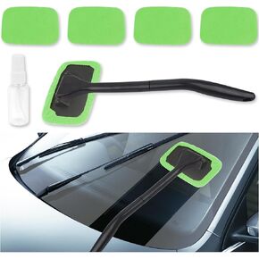 Car Window Cleaner Tool Kit,Microfiber Car Windshield Cleaner Inside with 4PCS Soft Reusable Cloth Cover,Universal Removable Car Glass Cleaner Tool Kit Car Cleaning Tools