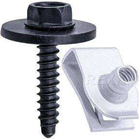 Rexka 15 Sets M4.2-1.41 Fender Liner Bumper Cover Splash Shield Screws U Nut 11513599 11570498 for GM Chevy Buick Cadillac GMC - General Purpose