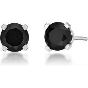 Natural Black Onyx Round Stud Earrings for Women in 925 Sterling Silver 4 mm to 6 mm Gemstone Push Back Studs by Lavari Jewelers