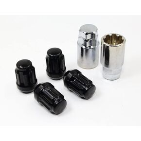 Set of 4 12x1.5 Veritek Black Acorn Bulge Tuner Wheel Locks w/ 2 Keys for Toyota Scion Hyundai Kia Mazda Conical Type Wheels VPE-40700SBK2