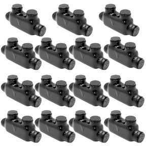 Black Insulated in-Line Splice Alumiconn Connector 2 Set Screws - 1/0-14 Wire Range - 3/16 Allen Hex - Pre-Filled with Oxide Inhibitor, Rubber Vinyl Coating, 6061-T6 Aluminum CU9AL, (15 Pack)