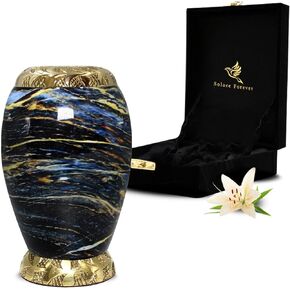 جرة مطبوعة للرماد البشري - جرة للرماد صغيرة - جرة صغيرة للنساء والرجال - جرة تذكارية صغيرة مصنوعة يدويًا - تكريم أحبائك مع جرة حرق الجنازة للإناث والذكور (أزرق، صغير) in Kuwait