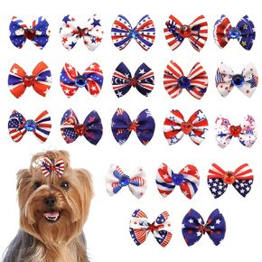 الأعلام الأمريكية الكلب الأقواس الشعر Scrunchies لاستمالة الحيوانات الأليفة - 10PCS لطيف الأحمر الأبيض والأزرق الكلب الشعر الانحناء العلاقات الوطنية الشعر المطاطي العصابات ذيل حصان أصحاب الرابع من يوليو الكلب الشعر الملحقات للحيوانات الاليفة