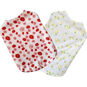 2PCS Summer Dog Cotton T Shirt Pet Tee Shirts Puppy Daisy Flower Prints Clothes Apparel for Small Dogs Cats