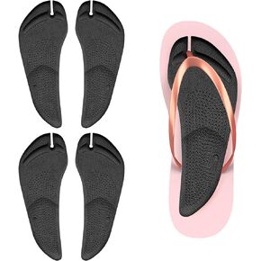 2 Pairs Arch Support 3/4 Length Insoles Adhesive Arch Support Flip Flop Pad Gel Thong Sandal Cushion Inserts Sweaty Feet No Slip Foot Cushion Relieves Pain from Plantar Fasciitis Flat Feet