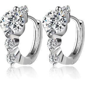 Moissanite Hoop Earrings Diamond Huggie Earrings for Women Jewelry Gifts,Hypoallergenic S925 Stering Silver Hoop Earrings,D Corlor Grade 1cttw.