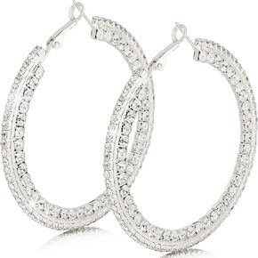 Gold Hoop Earrings For Women Larg Rhinestone Gold Hoop Earrings Crystal Stainless Steel Hoop Earring For Gril Hypollergenic Jewelry For Sensitive Ears Big Hoop Earrings