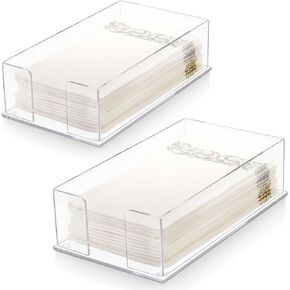 Set of 2 Acrylic Guest Towel Napkin Holder, Clear Paper Towel Storage Tray Cocktail Dinner Napkin Holder, Disposable Paper Hand Towel Holder for Modern Buffet Kitchen Dining Room Bathroom Party