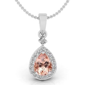 2.25 Carat Original Morganite Gemstone Necklace 925 Sterling Silver Fine Jewelry For Women and Girl