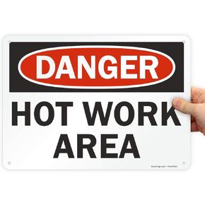SmartSign-S-9896-PL-14 "Danger - Hot Work Area" Sign | 10" x 14" Plastic