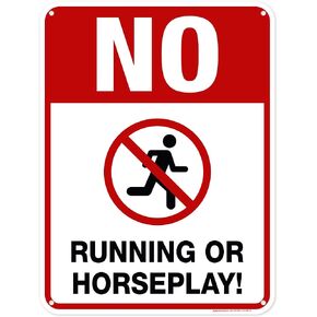 No Running or Horseplay Sign, 10x14 Inches, Rust Free .040 Aluminum, Fade Resistant, Made in USA by My Sign Center