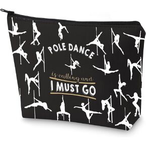 WZMPA Pole Dancer Makeup Bag Pole Dancing Gifts Pole Dance Is Calling And I Must Go Zipper Pouch Cosmetic Bag Pole Dance Merchandise (Pole Dance i Must Go)