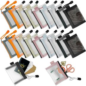 18Pcs Mini Zipper Mesh Bags, 3" x 4.3" Nylon Mesh Zipper Pouch, Coin Pouch, Credit Card Cosmetic Bag Multicolor Purse Mesh Travel Organizer Bags for Women (Multicolor)