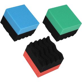 3 Pack Large Tire Dressing Applicator Pads, Wavy Contour Tire Polish Sponge for Applying Tire Shine,Tire Wet, Tire Gel, Or Tire Balm (Red, green, blue