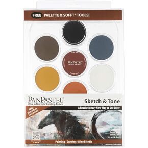 PanPastel Artist Pastels by GOLDEN, Sketch & Tone Set, 7 Color, Professional Artist Pastels, Unique Pan Format (cake-like)