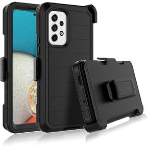 Njjex Rugged Case for Samsung Galaxy A53 5G, for Galaxy A53 5G Case with Belt Clip Holster, Built-in Screen Protector Heavy Duty Shockproof Locking Swivel Holster Kickstand Hard Phone Cover [Black]