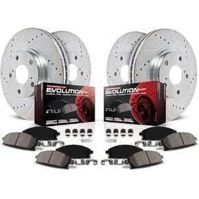 Power Stop K8813 Front and Rear Z23 Carbon-Fiber Ceramic Brake Pads and Drilled and Slotted Rotors Brake Kit For Mazda 3 2019-2023 [Application Specific]