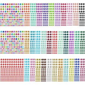 6020Pcs 35 Sheets 3 mm 4mm 5 mm Self-Adhesive Face Gems Stickers, Rhinestone Stickers for Face Eye Nails Hair Make up, Craft DIY Decorations(30 Colors, 3 Size)
