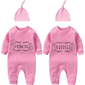 Baby Twins Bodysuit Boy drinking buddies Romper Baby shower girl clothes Set