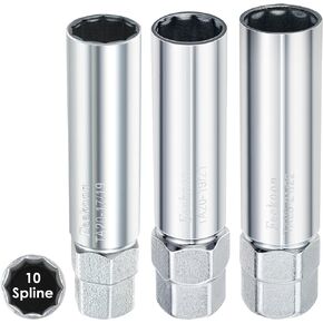 Feekoon 3 Pack 10 Spline Lug Nut Key Replacement for TA20-17/19, TA20-19/21 and TA23-21/22, Compatible with Bimecc 10-Spline Lug Nut and Lug Bolts, Small and Large SUV Key with Hex Drive, Steel