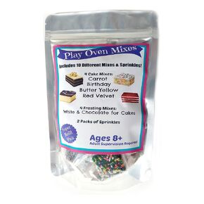 Children's Easy to Bake Oven Mixes Play Toy Real 10 Cake Super Pack Mega Refill Kit Carrot Birthday Butter Yellow Red Velvet Frosting Sprinkles Ultimate Set Cooking Baking Supplies Net Wt 11 oz
