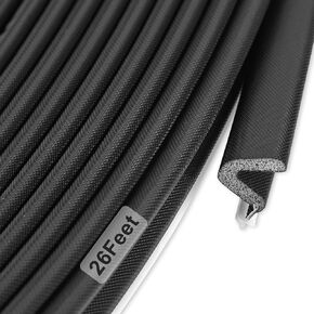 Brown Door Weather Stripping Soundproof Dustproof Door Seal Strip 26 Feet for Doors and Windows Frame Replacement V-Shaped Q Foam Card Slot Installation Seals