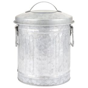 Cabilock Ash Bucket with Lid Galvanized Metal Canister Dry Food Storage Container Mini Trash Can Wastebasket Iron Fireplace Charcoal Bucket Ash Can Pen Holder for Stove B