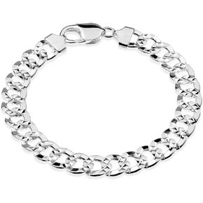 QUADRI - Double Cuban Link Chain for men - 925 Sterling Silver bracelets for men Wide 10mm - Mens Bracelet 7.5 to 8.5 Inches - Pulseras para Hombres Made in Italy - Gift Box Included