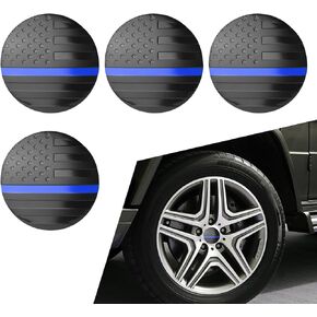 4 PCS Car Wheel Center Caps, Rustproof Durable Round Automotive Wheel Hub Covers, American Flag Design, Universal Waterproof Vehicle Rim Decorations for Car Truck SUV (Blue)